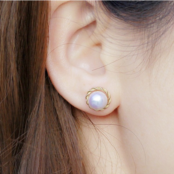 Bông tai vàng 18k ngọc trai biển Akoya 7-9mm Jie