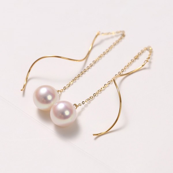 Bông tai vàng 18k ngọc trai biển Akoya 8-9.5mm Afie