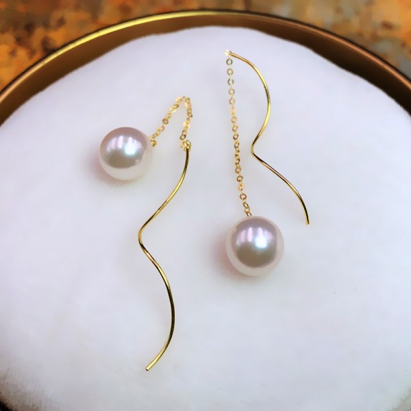 Bông tai vàng 18k ngọc trai biển Akoya 8-9.5mm Afie