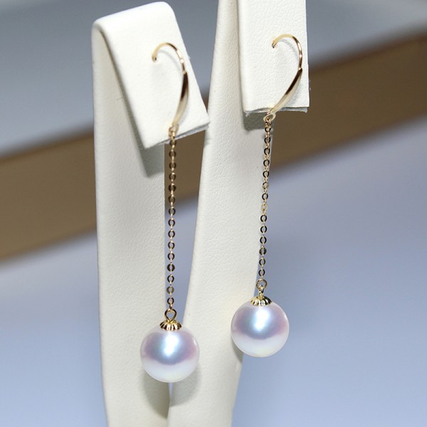 Bông tai vàng 18k ngọc trai biển Akoya 8-9mm