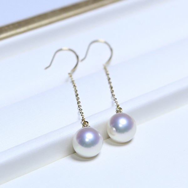 Bông tai vàng 18k ngọc trai biển Akoya 8-9mm
