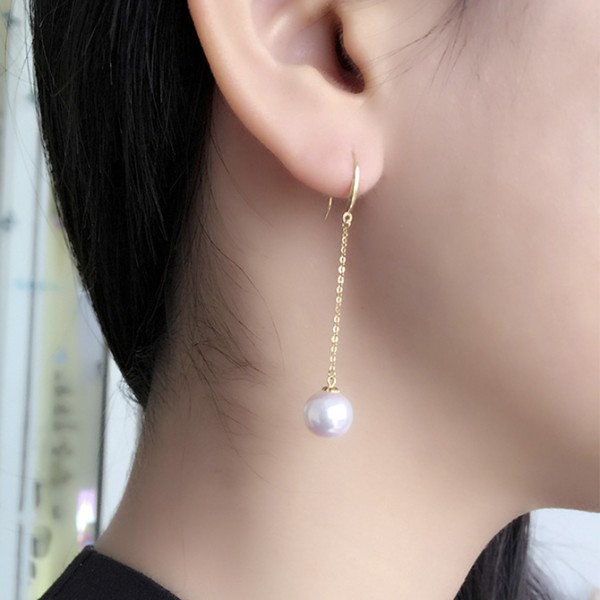 Bông tai vàng 18k ngọc trai biển Akoya 8-9mm