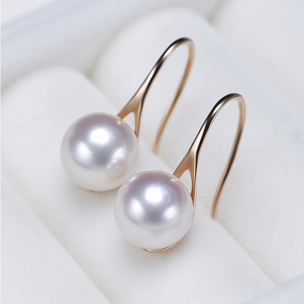Bông tai vàng 18k ngọc trai biển Akoya 9 - 9.5mm Tati