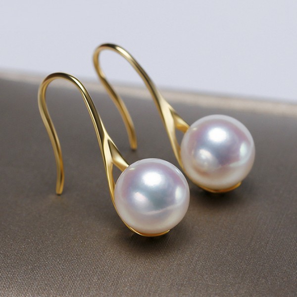Bông tai vàng 18k ngọc trai biển Akoya 9 - 9.5mm Tati