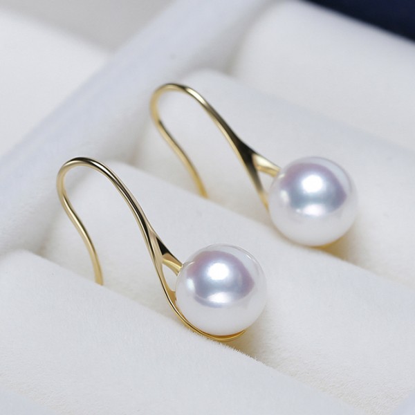 Bông tai vàng 18k ngọc trai biển Akoya 9 - 9.5mm Tati