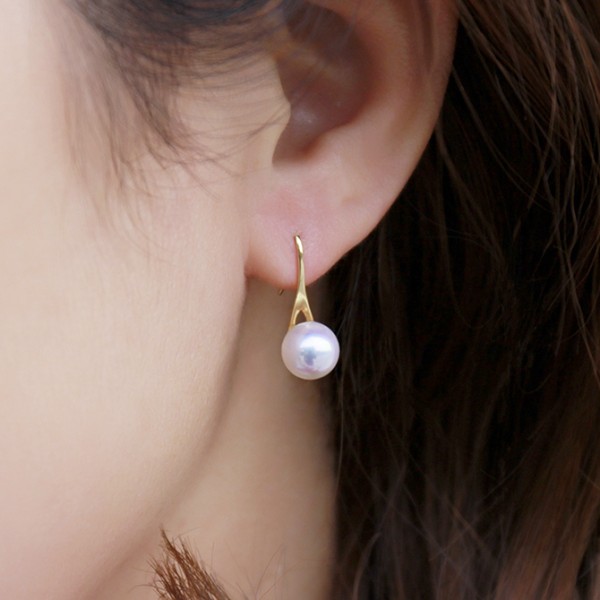 Bông tai vàng 18k ngọc trai biển Akoya 9 - 9.5mm Tati