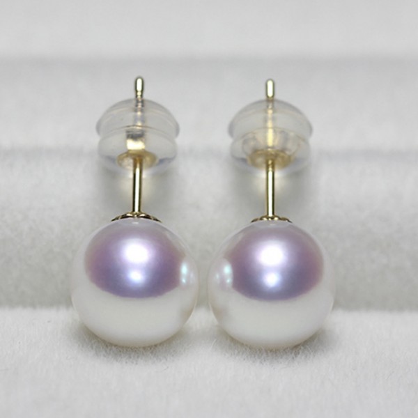 Bông tai vàng 18k ngọc trai biển Akoya8-9.5mm Kie
