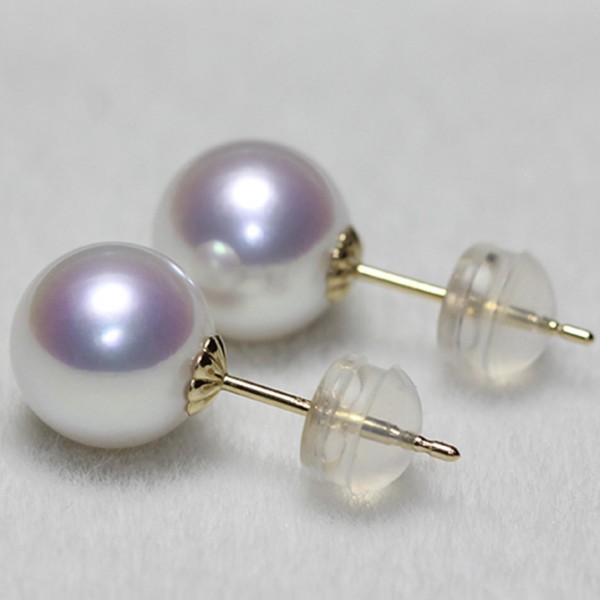 Bông tai vàng 18k ngọc trai biển Akoya8-9.5mm Kie