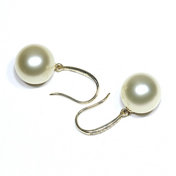 Bông tai vàng 18k ngọc trai biển South Sea 11-12mm