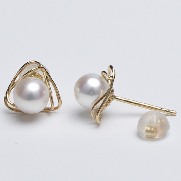 Bông tai vàng 18k ngọc trai biển Akoya 6-6.5mm Tes
