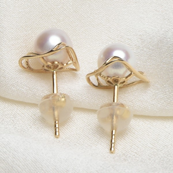 Bông tai vàng 18k ngọc trai biển Akoya 6-6.5mm Tes