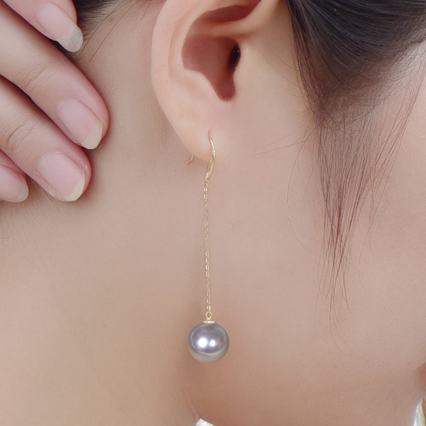 Bông tai vàng 18k ngọc trai biển Tahiti 9-14mm Camellia
