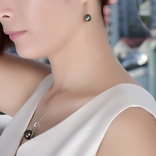 Bông tai vàng 18k ngọc trai biển Tahiti 9-14mm Lilac