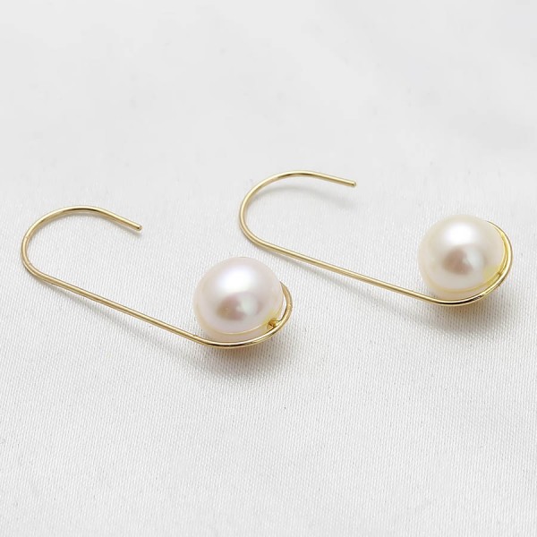 Bông tai vàng 18k ngọc trai thật 7-7.5mm Hona