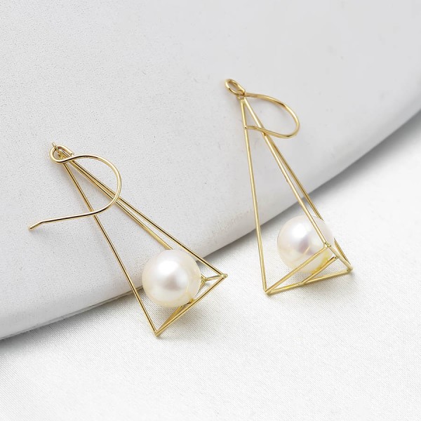 Bông tai vàng 18k ngọc trai thật 7-7.5mm Saori