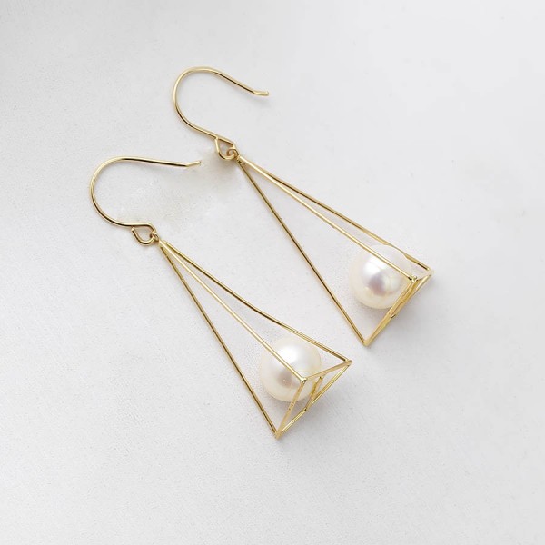 Bông tai vàng 18k ngọc trai thật 7-7.5mm Saori