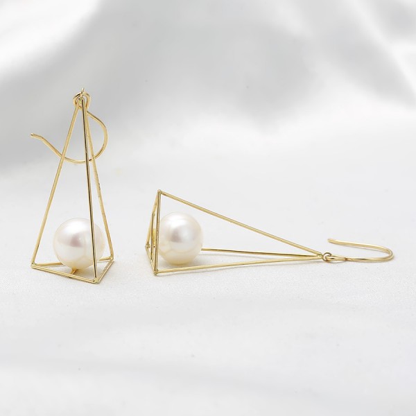 Bông tai vàng 18k ngọc trai thật 7-7.5mm Saori