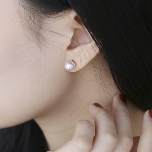 Bông tai vàng 18k ngọc trai thật 7,5-10mm Lio