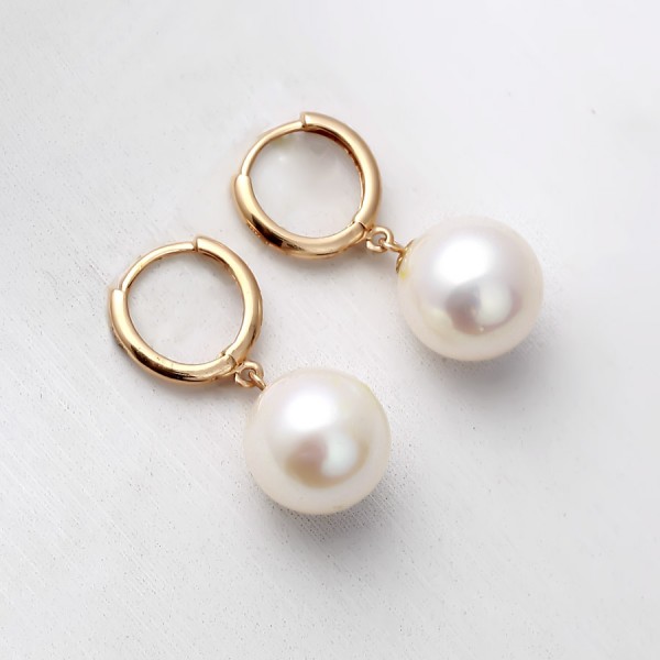 Bông tai vàng 18k ngọc trai thật 9-10mm Bery