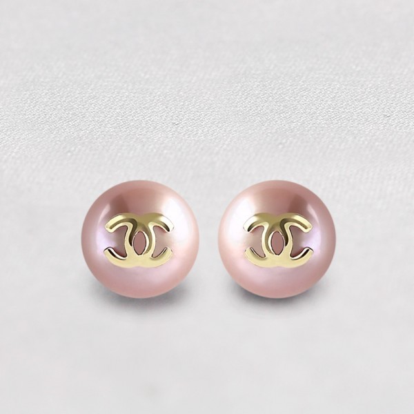 Bông tai vàng 18k ngọc trai thật Chanel 8-9mm