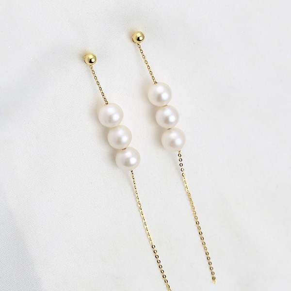 Bông tai vàng 18k ngọc trai thật Fero 8.5-9mm 