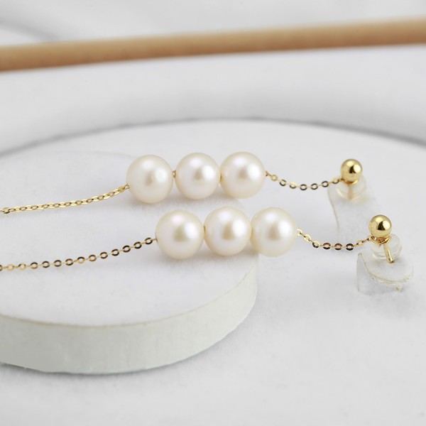 Bông tai vàng 18k ngọc trai thật Fero 8.5-9mm 