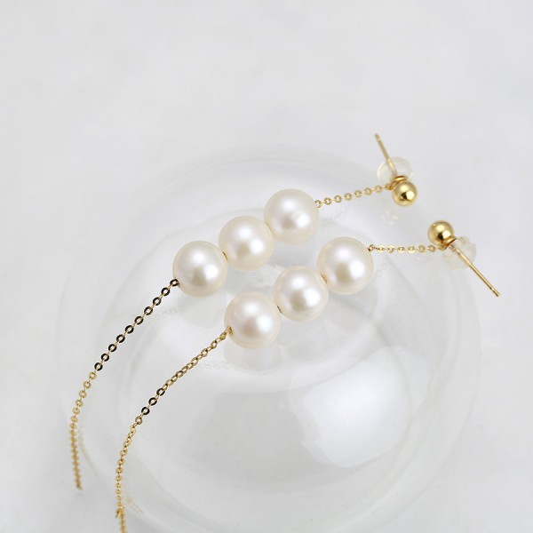 Bông tai vàng 18k ngọc trai thật Fero 8.5-9mm 