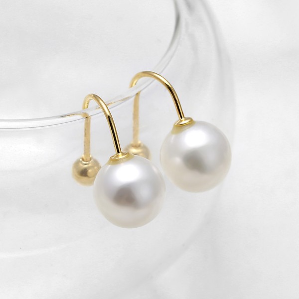 Bông tai vàng 18k ngọc trai biển Akoya 8-9mm Soli