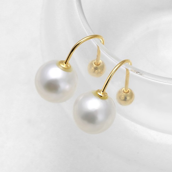 Bông tai vàng 18k ngọc trai biển Akoya 8-9mm Soli