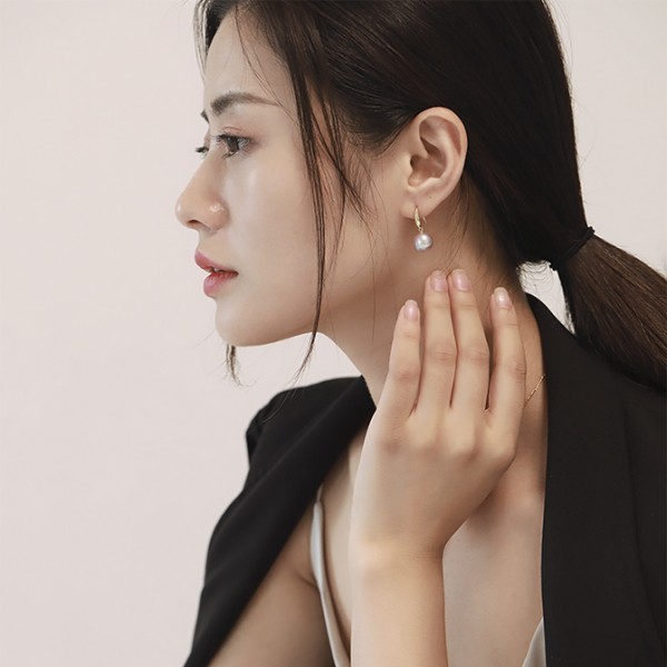 Bông tai vàng 18k ngọc trai thật Teel 10-11mm 