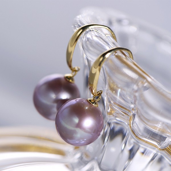 Bông tai vàng 18k ngọc trai thật Teel 10-11mm 