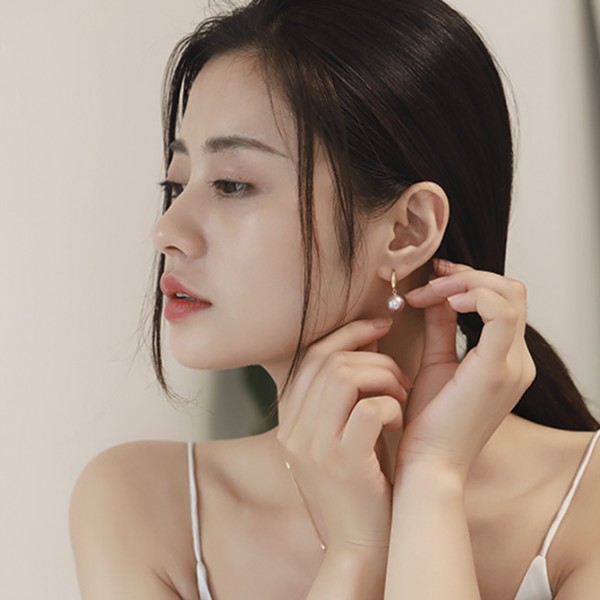 Bông tai vàng 18k ngọc trai thật Teel 10-11mm 