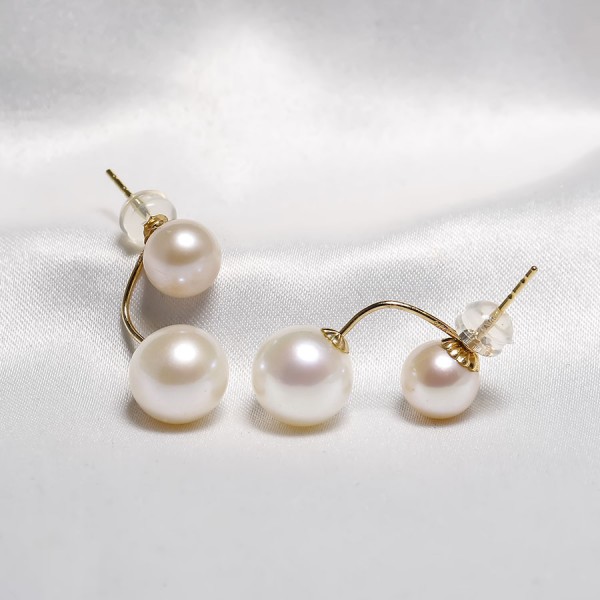 Bông tai vàng 18k ngọc trai thật Tipey 7-9mm