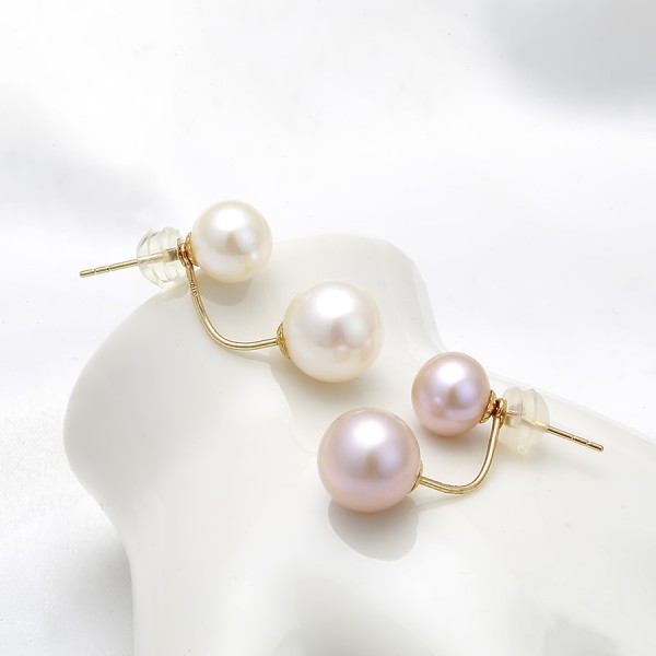Bông tai vàng 18k ngọc trai thật Tipey 7-9mm