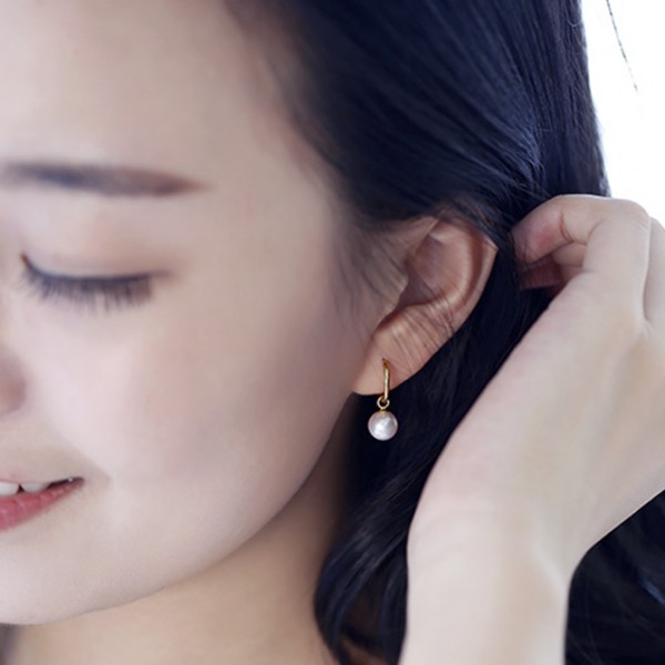 Bông tai vàng 8k ngọc trai biển Akoya 8-9mm Toke