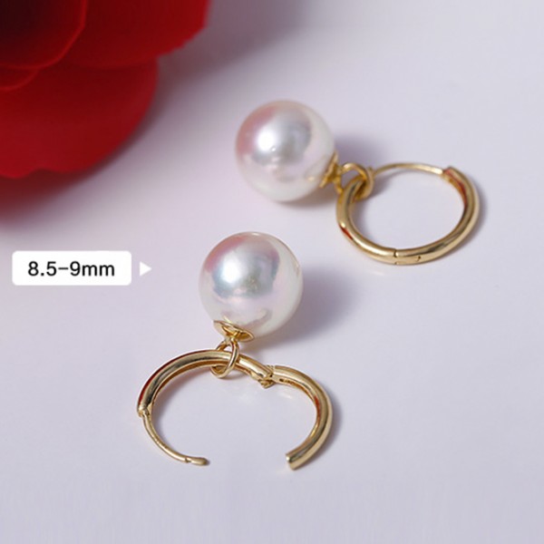 Bông tai vàng 8k ngọc trai biển Akoya 8-9mm Toke