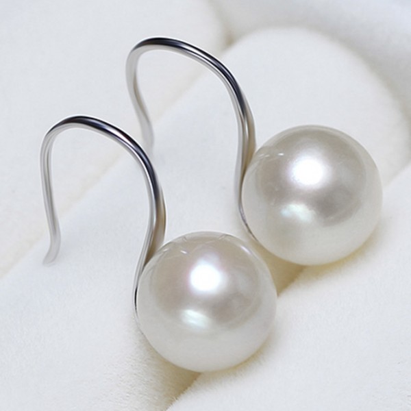 Bông tai vàng trắng ngọc trai thật 9-10mm Sia