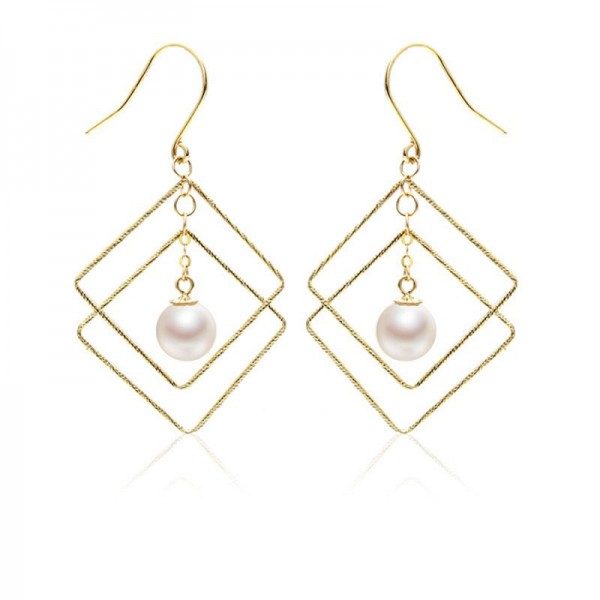 Bông tai vàng 18k ngọc trai thật 6-7mm Sari