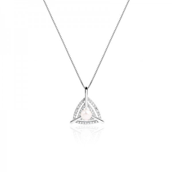 Dây chuyền bạc Triangle Pearl 1
