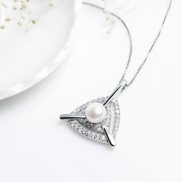 Dây chuyền bạc Triangle Pearl 2
