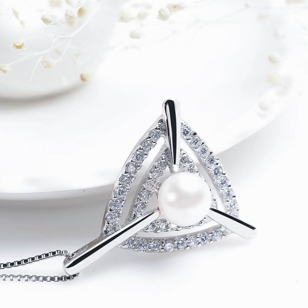 Dây chuyền bạc Triangle Pearl 3