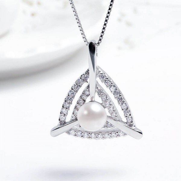 Dây chuyền bạc Triangle Pearl 4