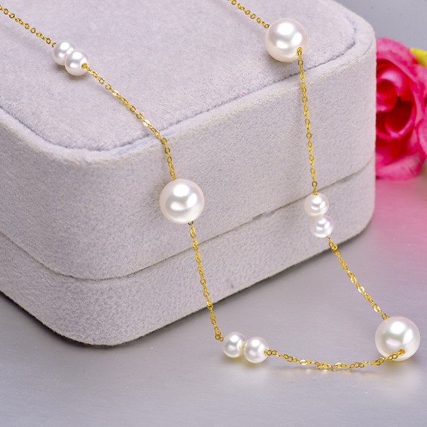 Dây chuyền vàng 18k ngọc trai biển Akoya Mino