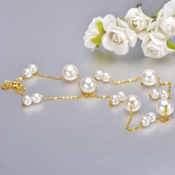 Dây chuyền vàng 18k ngọc trai biển Akoya Mino