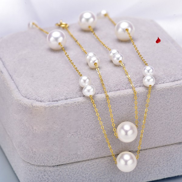Dây chuyền vàng 18k ngọc trai biển Akoya Mino