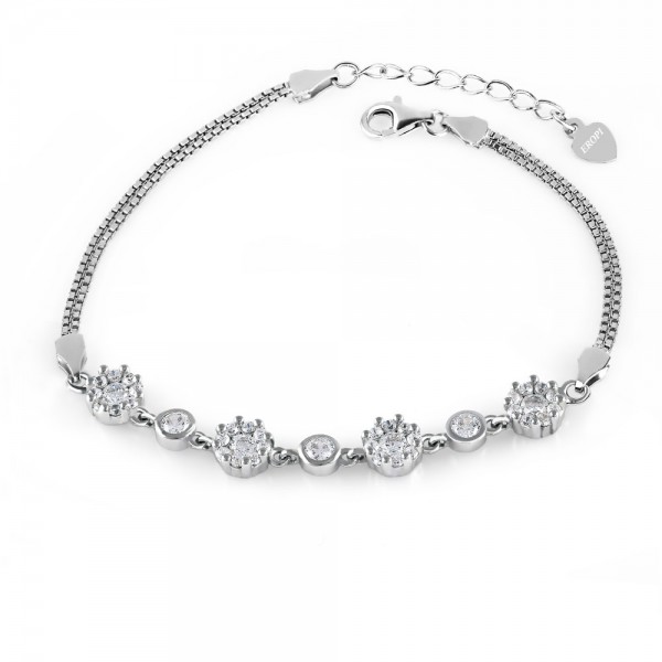 Lắc tay bạc Flower Chain1