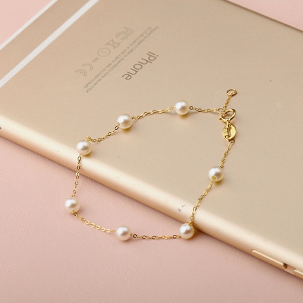 Lắc tay vàng 18k ngọc trai biển Akoya Sara