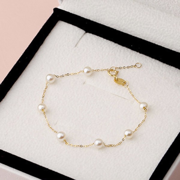 Lắc tay vàng 18k ngọc trai biển Akoya Sara