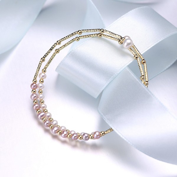 Lắc tay vàng 18k ngọc trai thật 3-4mm Mino