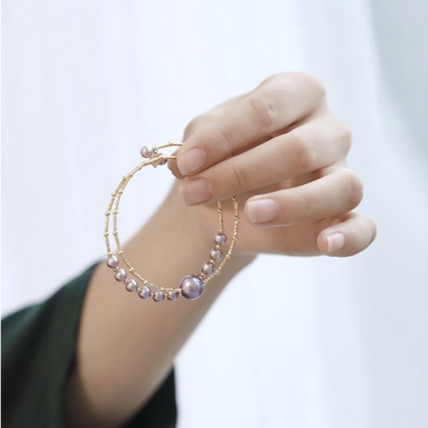 Lắc tay vàng 18k ngọc trai thật 4.5-10mm Hiko